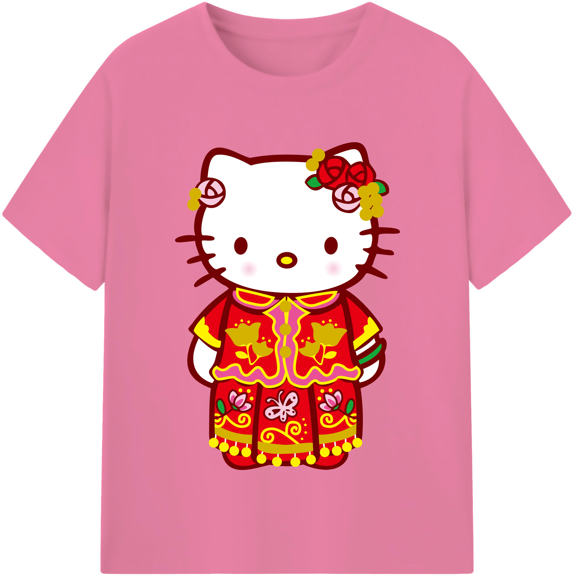 （画像用） Hello Kitty ハローキティ 綿100％半袖Tシャツ（フロントプリント）